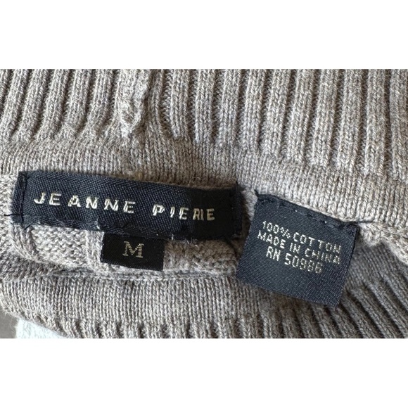 Jeanne Pierre Sweater Women's M Striped Cable Knit Turtleneck Brown White Fall - Picture 5 of 6